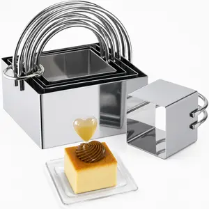 5 Pieces Biscuit Cutter with Handle, Stainless Steel Baking Essential Tool for Effortless Square Cookie Shaping,Pastry,Cake Decoration Creation–Precise Cut Utensil for Dumpling