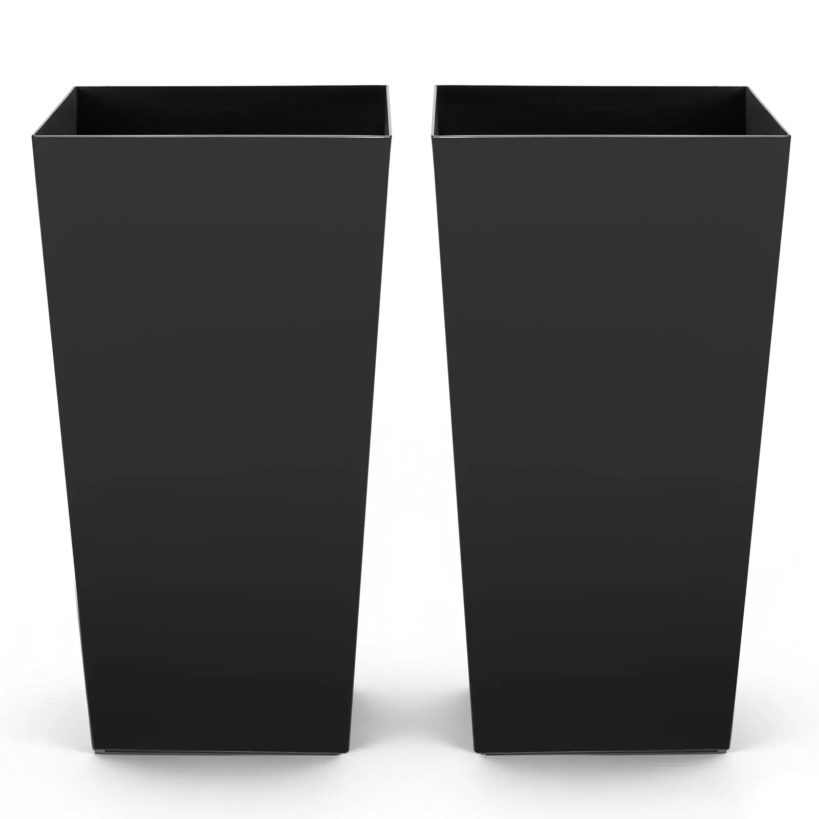 【SummerFinds】VEVOR Tall Planters Set of 2, 30 Inch Large Outdoor Taper Planters for Outdoor Indoor Plants, Front Porch Plastic Modern Flower Pots with Casters, Inner Pot & Drainage Holes for Patio, Garden, Black