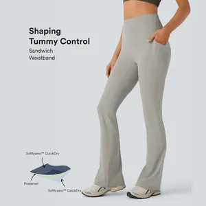 Halara Softlyzero QuickDry High Waisted Tummy Control Side Pocket Yoga Flare Leggings