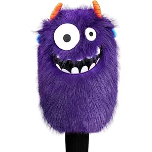 Funny Purple Furry Monster Golf Headcover, Animals Plush Driver Headcover Fairway Hybrid Headcover, Golf Club Head Covers Gift for Golfer