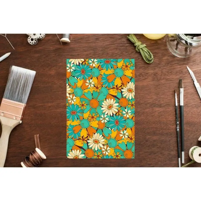 Polymer Clay Retro Floral Clay Transfer Paper, Retro Floral Pattern , Groovy, Boho, Flower Power Set, Floral Transfer Paper Set