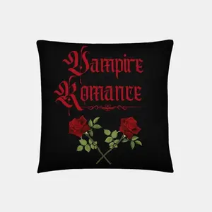 Vampire Romance Gothic Pillow – Gothic Decor- Vampire Home Decor- Dark Aesthetic- Dark Fantasy- Insert Included