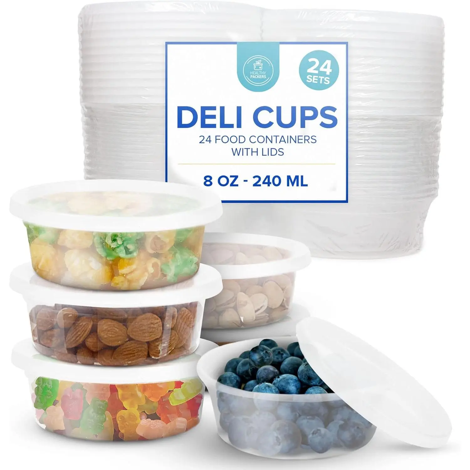 Storage Containers with Airtight Lids (8 oz, 24 Pack) - Clear Plastic  Storage Jars -  for Your Slime Kit - | Leakproof - Microwaveable -  & Freezer Safe