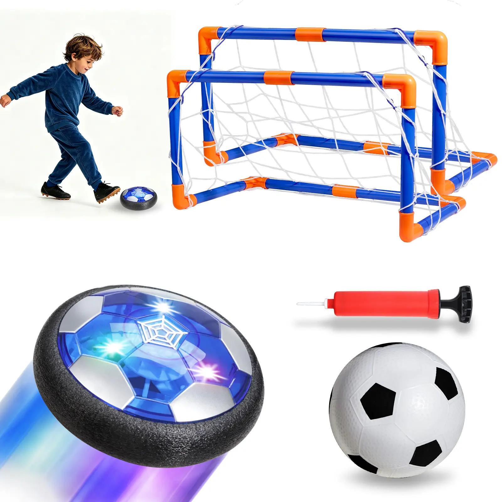 [Deals For You] Vvinca Hover Soccer Ball Set with Goals, Light Up Indoor Soccer Ball for Kids, 2-in-1 Set with Classic Ball, Works on Carpet, Hardwood, Tile, AA Battery Powered, Toys for Boys Girls Ages 3-12，Outdoor #tiktokshopsummersale