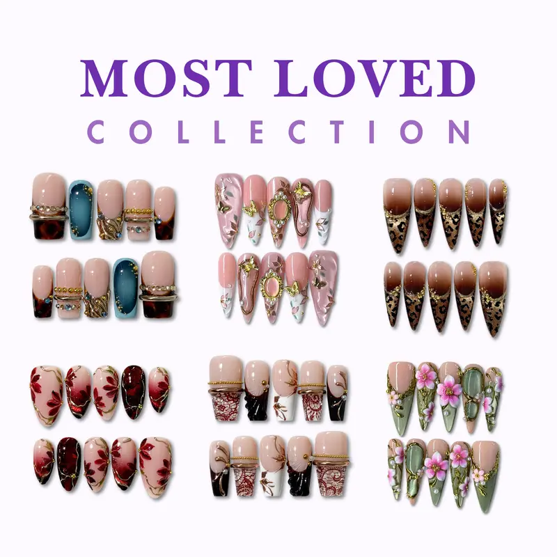 NailPhoria MOST LOVED Collection - Handmade Press-On Nails | Reusable, Salon-Quality, Long-Lasting, Glossy Design