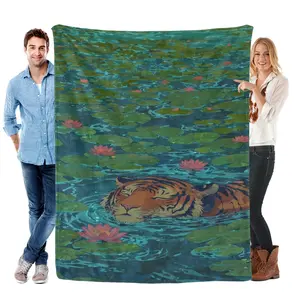 Flannel Blankets The Perfect Choice For Gifts Tiger in Water Lilies Blanket | Your New Calm & Cozy Escape The Perfect Cozy Gift for Nature Lovers: Tiger Water Lily Blanket Tiger Water Lily Flannel Throw | Elevate Your Space With Calm Jungle Vibes