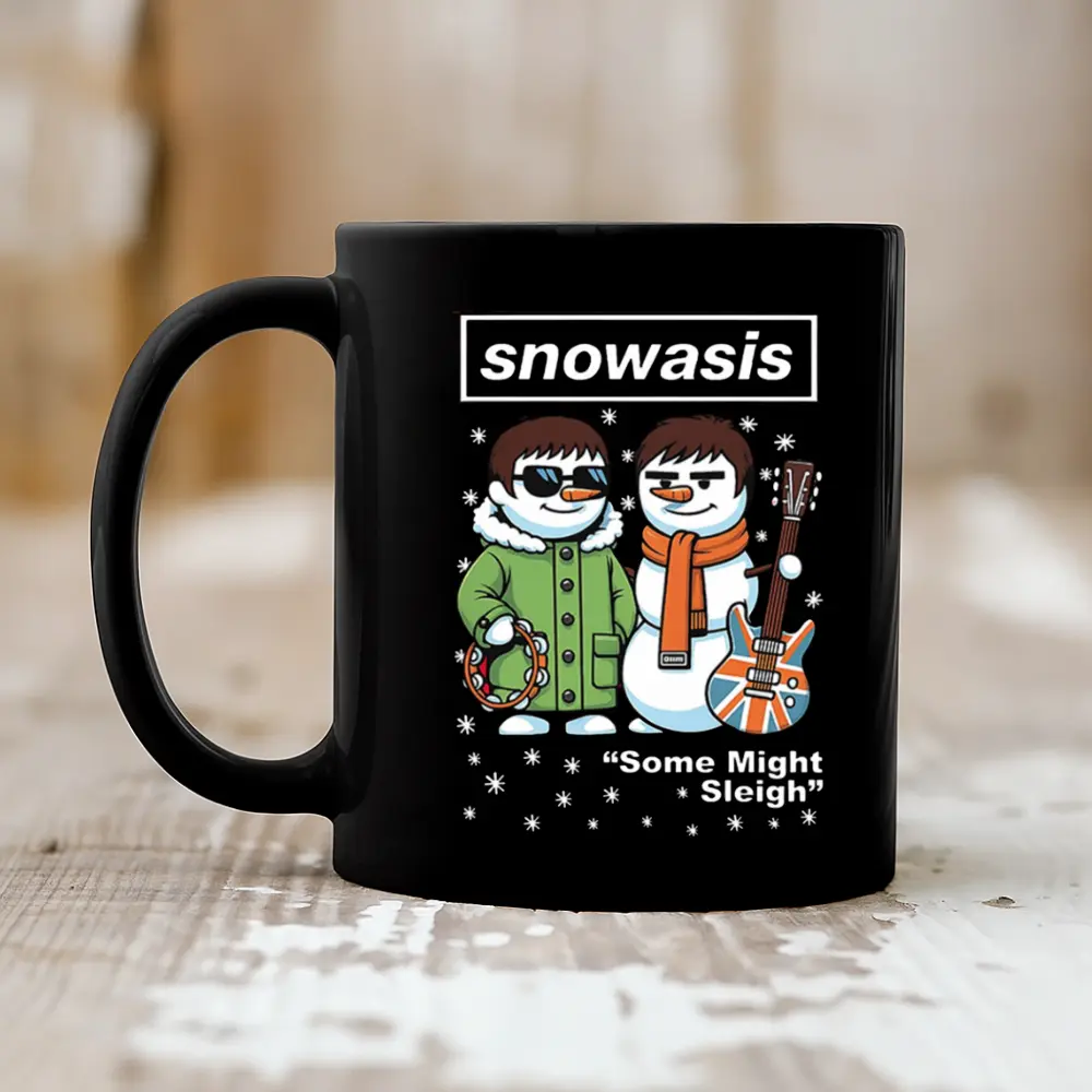 Snowasis Funny Christmas Music Porcelain Mug - Coffee Cup, Tea Cup, Peace-Themed, Snowman Singers Design for Music Lovers