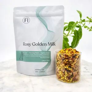 Rosy Golden Milk Herbal Tea – Caffeine-Free Turmeric & Ginger Blend with Rose Petals for Relaxation, Anti-Inflammatory & Digestive Support | 64g / 2.25oz