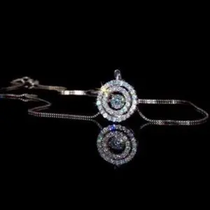 Dancing Stone Halo Solid 925 Sterling Silver Necklace