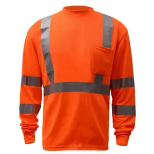 Long Sleeve Safety Shirt - Reflective Gray Accents, Long Sleeves, Top for Women - Womenswear, Top For Men-Menswear Comfort Casual