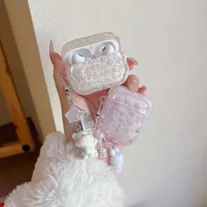 Sweet Floral Rabbit Earphone Case, Plush Bunny Cat Star Charm, Fits AirPods 4/3 Pro/pro 2/1, Earphone Protective Cover