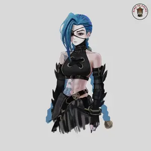 Anime Waifu Jinx Sticker – Edgy Dark Aesthetic Character Art- Waterproof Sticker for Laptop, Notebooks, Scrapbooks
