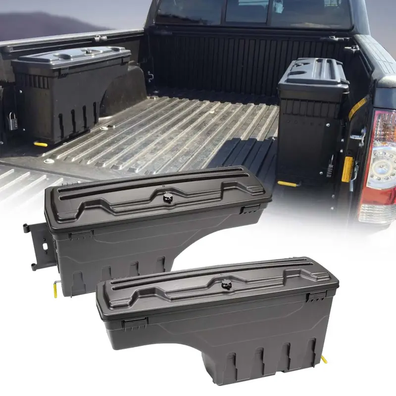 CROSSDESIGN Lockable Truck Bed Storage Box Toolbox (LH-RH) - Tool Storage Organizer, Semi Truck Accessories, Car Interior Stowing & Tidying Fit For 02-18 Dodge Ram 1500,2500,3500 (Driver & Passenger Side)