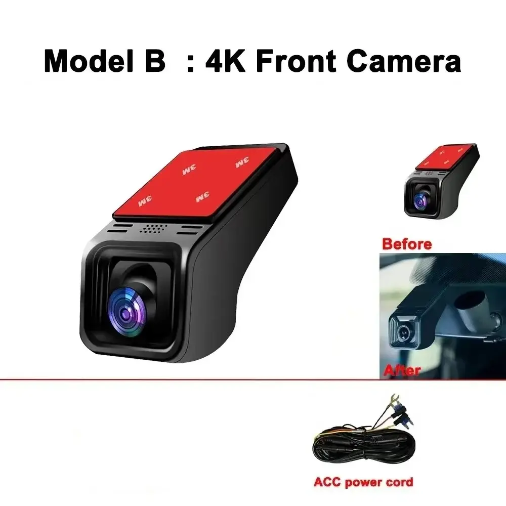 4-Channel High Power Car DVR Dash Cam, HD 4K 2160P/2K 1600P/1080P Resolution, WiFi, 24H Parking Monitor, APP Control, Driving Recorder for All Cars