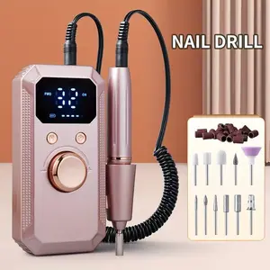 Professional electric nail polishing machine, LED display screen, multiple polishing heads, 32 adjustable gears, forward and reverse rotation polishing, high-efficiency power, compact design, perfect gift for female nail art