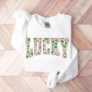 Lucky Clover Sweatshirt, Green Shamrock T-Shirt, St Patrick's Day Aesthetic Crewneck Sweatshirt, Minimalist Lucky T-Shirt For Women - Built to Move, Built to Chill - Colors That Match Your Mood
