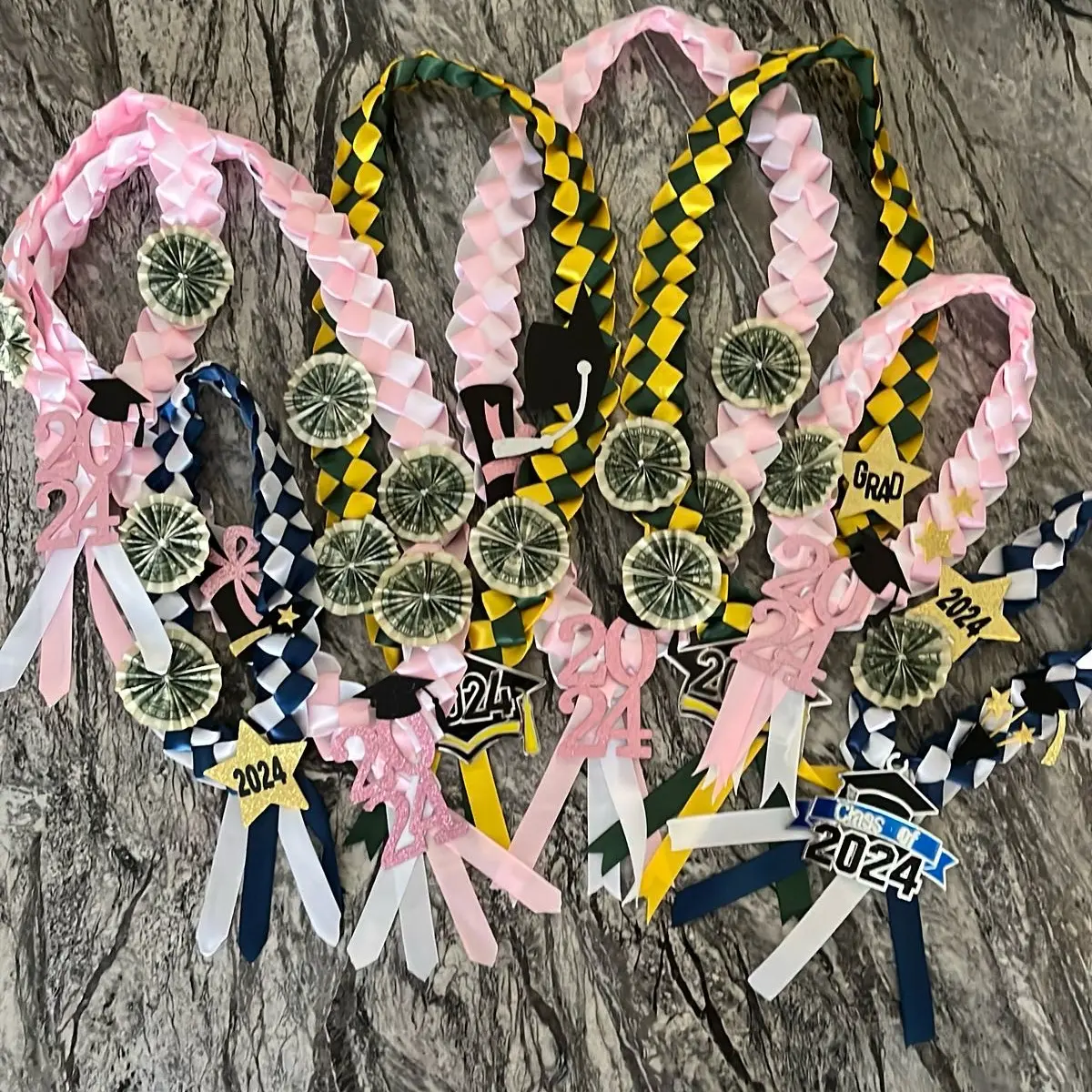 Graduation Ribbon Leis 2024 with Spirals