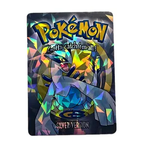 Pokemon Silver Game Lugia Art Card Display Fractal Glass Holo Finish Standard Size and Back