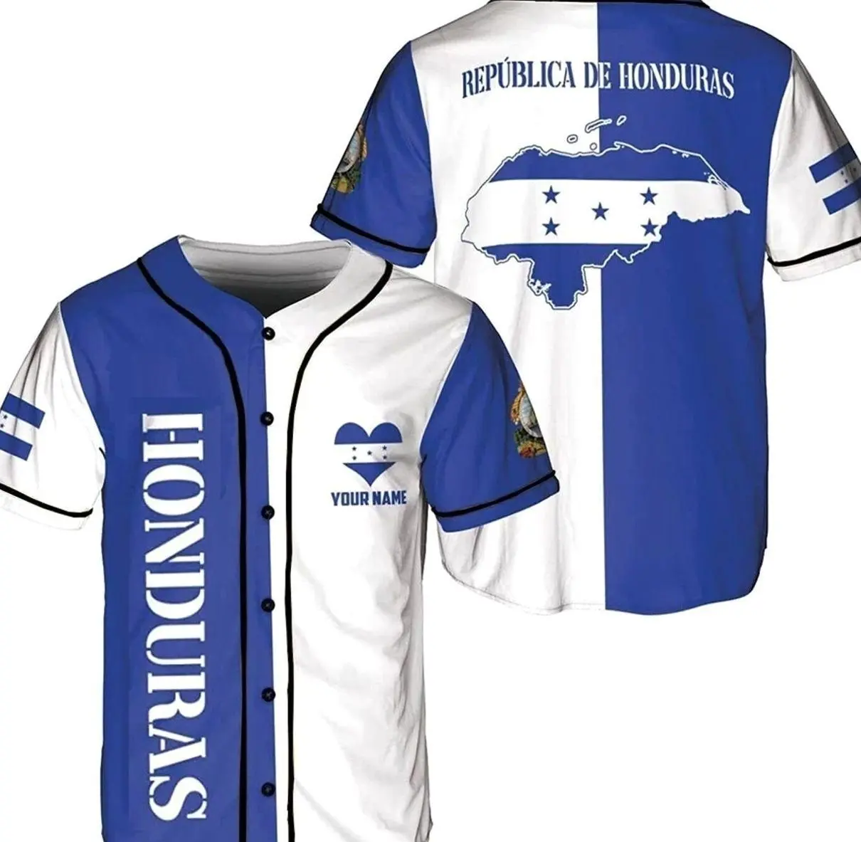 Personalized Honduras Flag Baseball Jersey Shirt, Honduras Jersey, Camisa Hondur HPR W3A