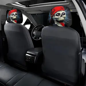 2 Pcs Hip Hop Skull Print Car Headrest Covers, Universal Fit, Easy Install &, Long Drive Neck Comfort Protector, Car Accessories