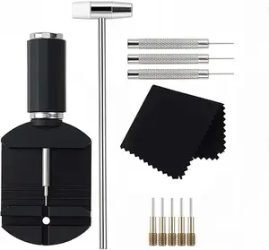 Watch Link Removal Kit, Can be Used for Strap Length Disassembly and Adjustment, Watch Strap Removal Tool, Tool Hammer, Cleaning Cloth and Spare Needle, with User Manual.