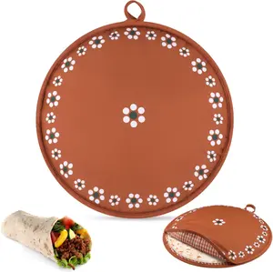 Tortilla Warmer Pouch, Mexican De Barro Talavera Pottery Pattern Microwavable Insulated Cloth Pouch Tortillero Holder for Tortillas, Tacos, Naan, and Pizza Rolls