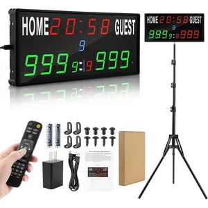 Upgraded Electronic Scoreboard Digital Score Keeper with Remote & Tripod, Basketball Scoreboard Sports Score Ticker with Timer 12/24h Real Time for Football/Corn Hole/ping Pong/Table Tennis