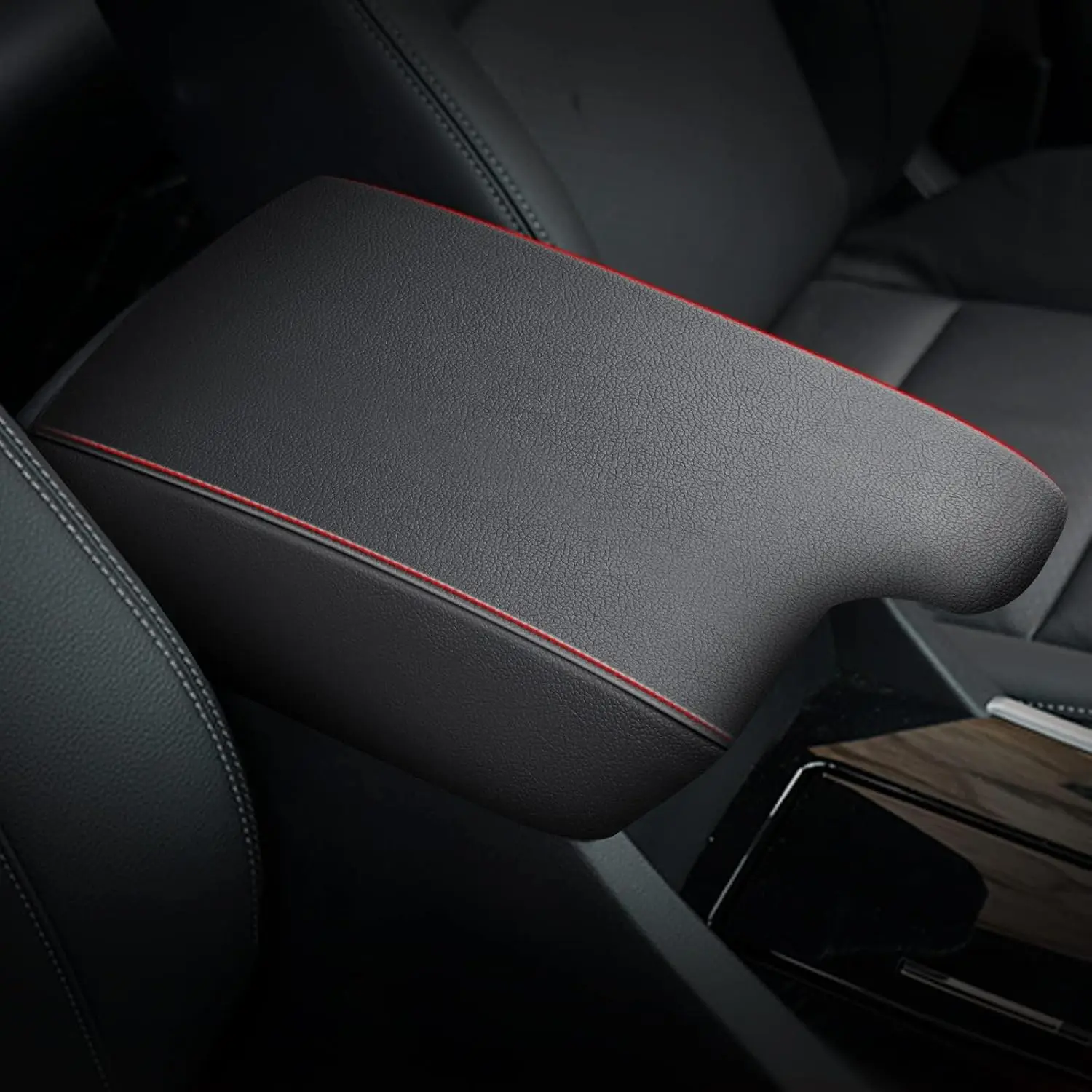 Premium Car Armrest, Automotive Interior Center Console Accessory for Honda Accord 2013-2017, Black with Red Stitches, Custom-Fit Interior Upgrade Car Seat Covers, Seat Protectors,, Vehicle Accessories, Car Accessories, Accessories For Car