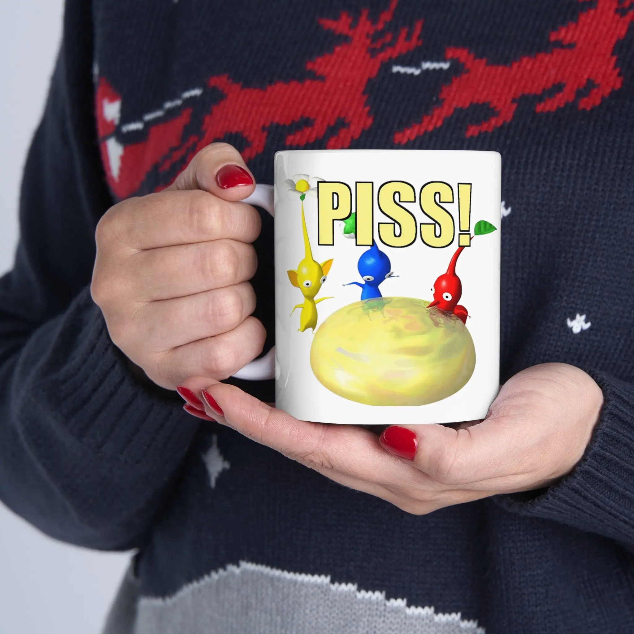 [SALE UP TO 50%] Pikmin PISS Mug, Funny Ceramic Coffee Cup, Gift for Him or Her, Kitchenware Decor