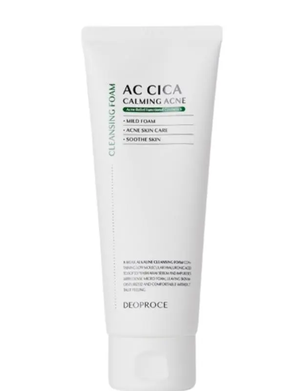 Deoproce AC CICA Calming Acne Cleansing Foam 150 ml - Korean Skin Care, Facial Cleanser for Acne-Prone and Sensitive Skin
