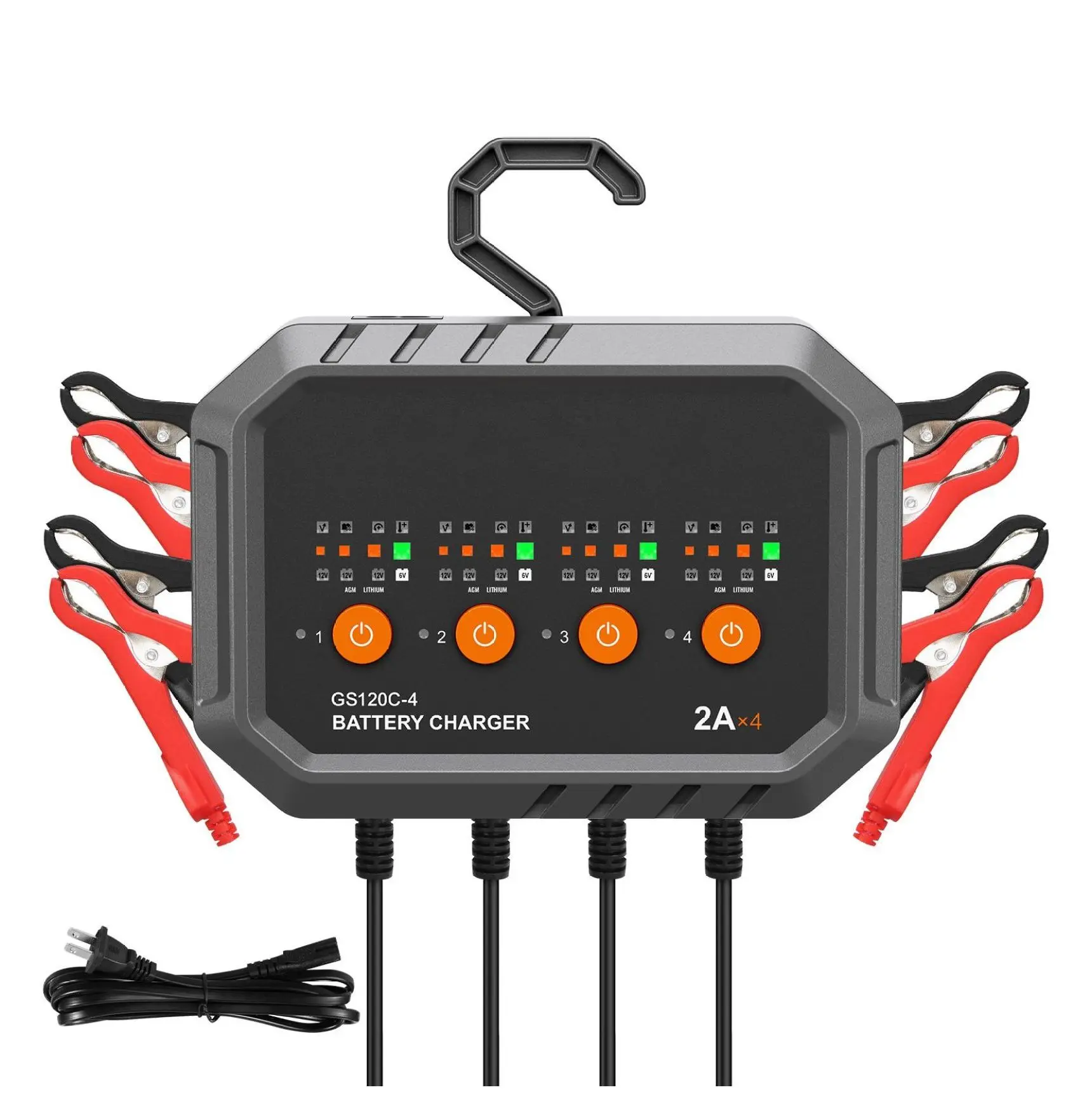 Smart Battery Charger 8A, LiFePO4 Lead-Acid Charger, 6V/12V AGM Gel SLA Car Battery Maintainer for Motorcycle Boat Lawn Mower Deep Cycle Default