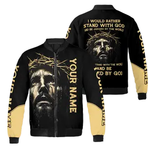 Personalized Jesus Christian All-over Print Bomber Jacket – Christian Bomber Jacket, Jesus Bomber Jacket, Personalized Faith Jacket, All Over Print Christian Jacket, Bible Verse Jacket, Religious Bomber Jacket, Faith Apparel Jacket