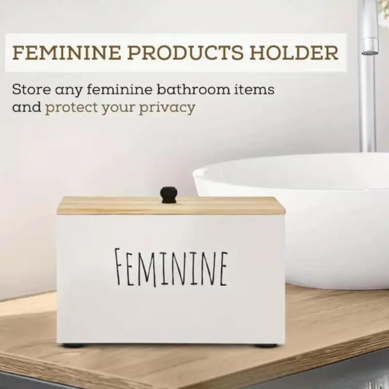 Wooden Storage Box with Lid, 1 Count Creative Letter Pattern, 3 Compartments, Divided Storage, Eco Friendly Storage, Home Organizer for Bathroom Accessories Storage, Living Room, Bedroom