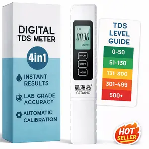 4-in-1 TDS Meter Digital Water Tester for Drinking Water Accurate 0-9990 PPM EC & Temp Readings Ideal for RO Systems Aquariums Pools Portable & Travel-Friendly