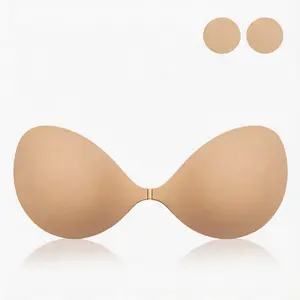 Invisible Push Up Sticky Bra for Women Reusable Silicone Adhesive Backless Strapless Brassiere for Backless Dress