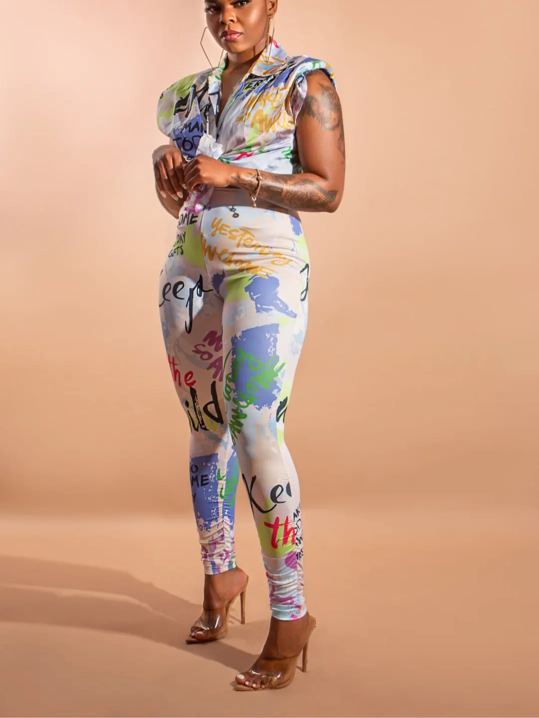LEELEE COUTURE GRAFFITI LUXE TWO-PIECE SET