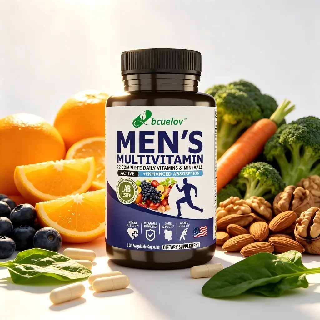 Bcuelov Men's Multivitamin with Vitamin D, Zinc, Magnesium, Calcium, B Vitamins & Lycopene, 22 Essential Vitamins and Minerals, Daily Multivitamin for Men, 120 Vegetable Capsules
