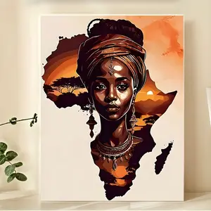 Modern African Tribal Women Canvas Art Print - Wooden Frame, Waterproof Abstract Wall Decoration, Abstract Face Design, Suitable for Living Room, Bedroom, Office, Restaurant, and Bar - Unique Creative Gift, Perfect Room Decoration, Modern Home Decoration