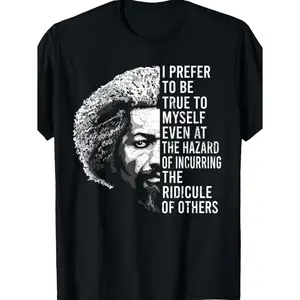 Frederick Douglass Quote Black History Month TShirt Vintage Portrait Signature Unisex Casual Round Neck Short Sleeve Tee