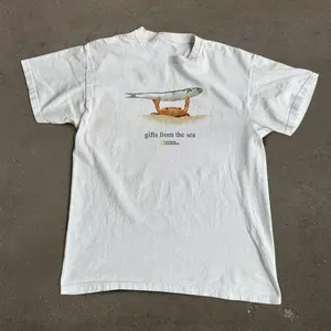 Gildan Men's and Women's T-shirt, Card eat fish Gifts From The Sea Vintage Graphic tee, Animal tee, Y2k Unisex Graphic Tees Gothic Grunge Emo Scene Amity Affliction Style Clothes Menswear Womenswear Streetwear