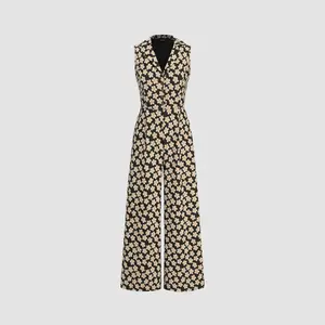 Cider [size 2-10] Collar Floral Wide Leg Jumpsuit
