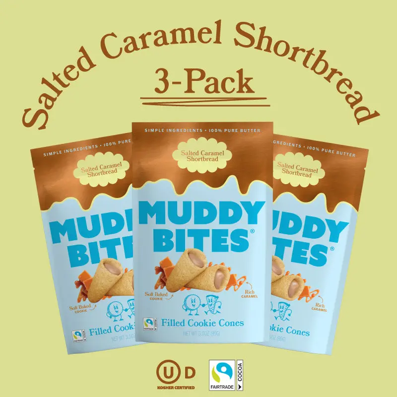 MUDDY BITES 3-PACK: Salted Caramel Shortbread MUDDY BITES 3-PACK: Salted Caramel Shortbread