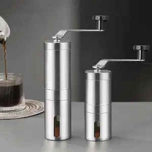 Stainless Home Portable Manual Coffee Grinder Hand Coffee Mill with Ceramic Burrs Adjustable Settings Portable Hand Crank Tools