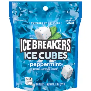 Ice Cubes Peppermint Sugar Free Chewing Gum Pouch 8.11 oz 100 Pieces Natural & Artificial Flavors