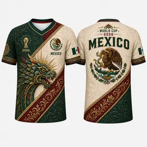 Mexico Jersey 2026, Ornate Dragon Flag Shirt, Premium Supporter Top, Lightweight Everyday Apparel, Baroque Golden Design