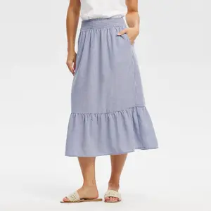Women's Smock Waist Skirt - Universal Thread Blue Striped M