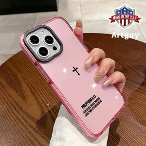 Phone Case for iPhone 17 16 Pro Max 15 Plus 14 13 12 11 Air Cross Sacred Bible Verse Philippians Pattern Non-Yellowing Shockproof Soft Silicone Fashion Transparent Cover