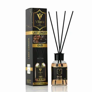 Oud Diffuser Set with Sticks - Reed Diffuser for Bathroom, Bedroom, Office, Living Room - Woody Aromatics for Home Aromatherapy - Luxury Fragrance Sticks Diffuser Set - 110 ml (3.72 fl oz)