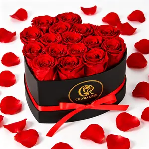 16 Flowers Eternal Heart Box - Eternal Rose Gift for Her, Eternal Flower, Red Decor Decorative Girls Room Decor Mother's Day Gift Ideas