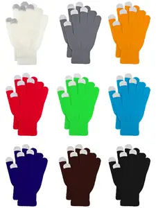 9 Pairs Winter Touch Screen Gloves for Men Women Stretch Knitted Texting Gloves Warm Windproof Solid Color Mittens